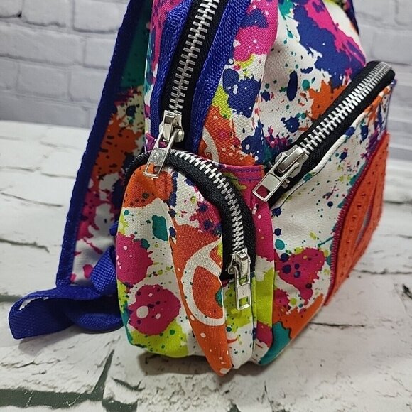 Peace Of Cake Backpack Multi Color Hippie Book Bag - Picture 4 of 11